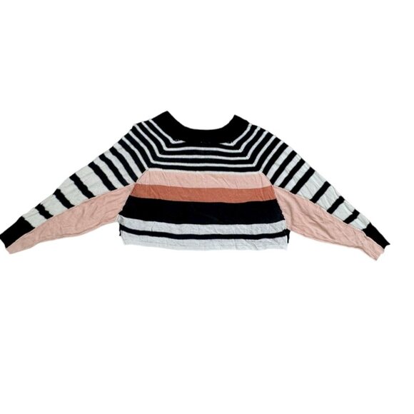 Free People Striped Crop Sweater - XS - Linen & Cotton Blend - Long Sleeve NWOT - Picture 3 of 7
